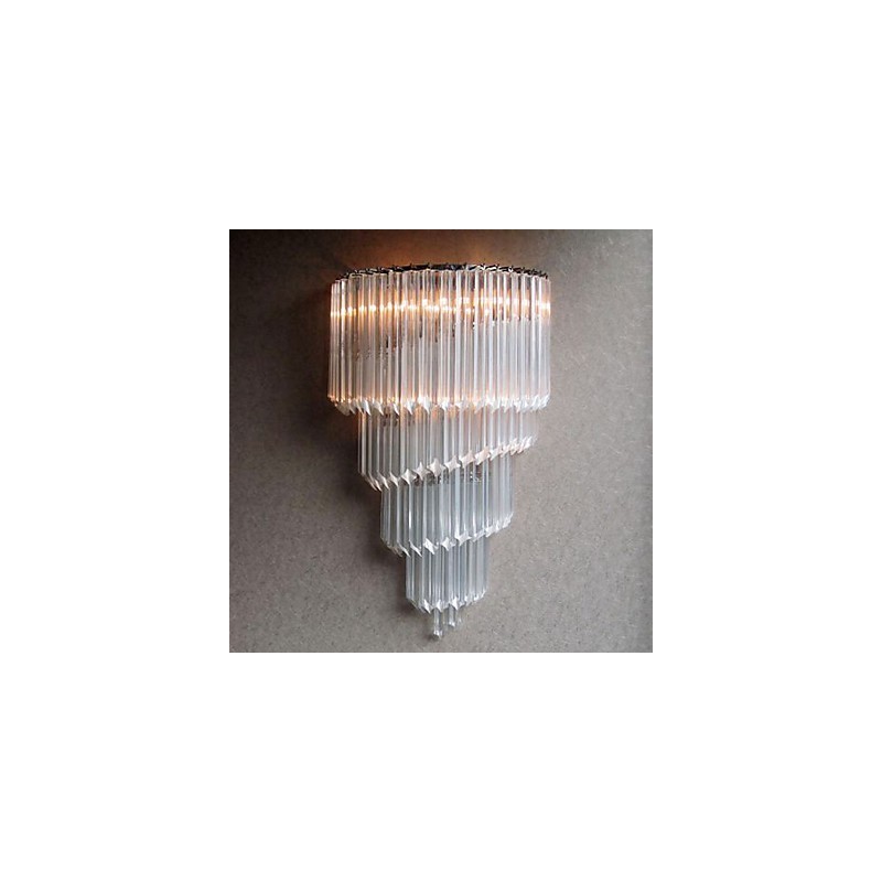 Aplique de pared con acabado cromado, tiras de cristal y 3 luces