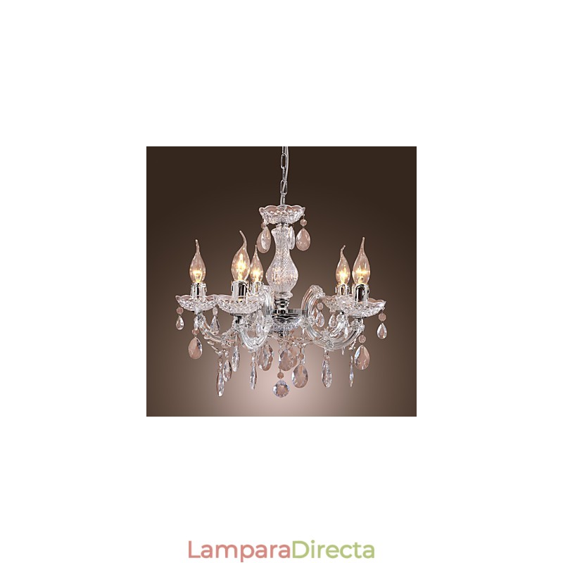Lámpara de techo cromada Upligh, luz de vela, accesorio acrílico, lámpara colgante