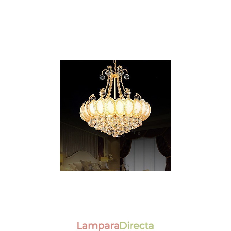 Lámpara colgante de cristal de lujo moderna, diámetro 50 cm, contiene 8 bombillas.