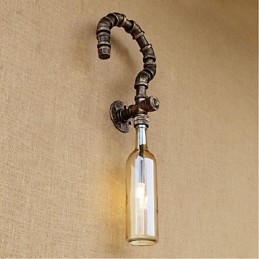 Lámpara de pared estilo retro americano con diseño de viento y botella de agua, estilo industrial creativo, color ámbar