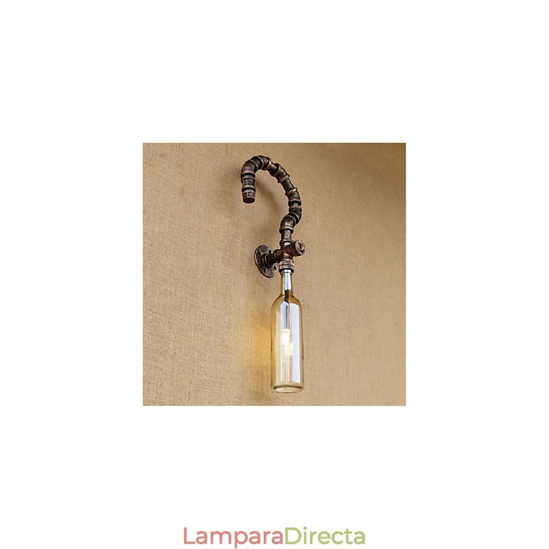 Lámpara de pared estilo retro americano con diseño de viento y botella de agua, estilo industrial creativo, color ámbar
