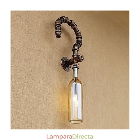 Lámpara de pared estilo retro americano con diseño de viento y botella de agua, estilo industrial creativo, color ámbar Lámpara de pared estilo retro americano con diseño de viento y botella de agua, estilo industrial creativo, color ámbar