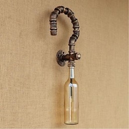Lámpara de pared estilo retro americano con diseño de viento y botella de agua, estilo industrial creativo, color ámbar