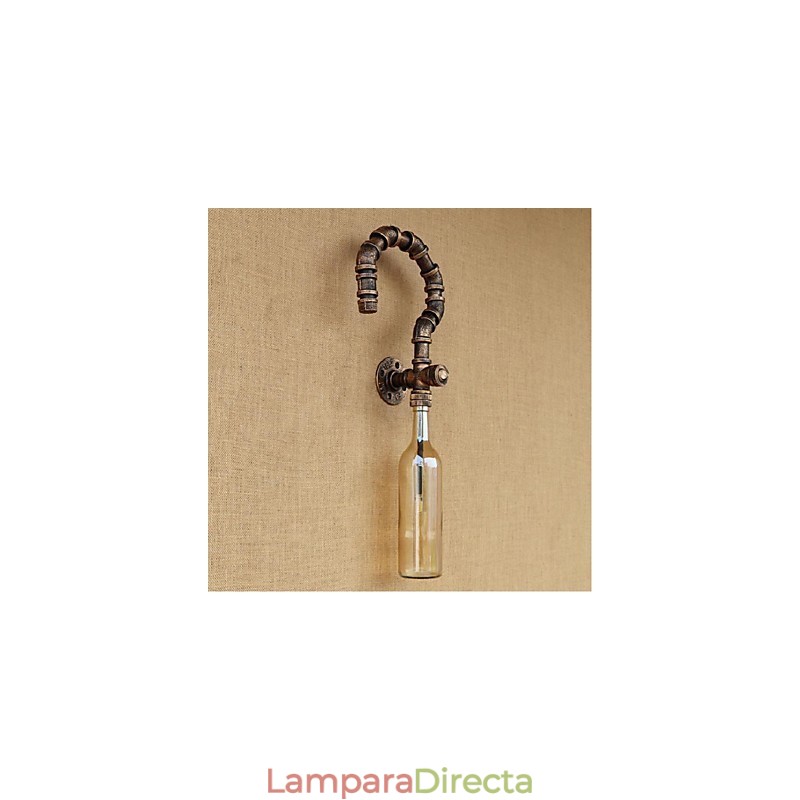 Lámpara de pared estilo retro americano con diseño de viento y botella de agua, estilo industrial creativo, color ámbar