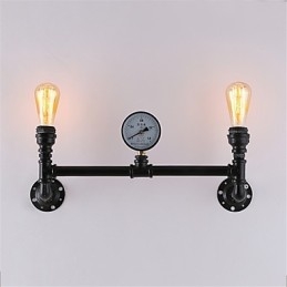 Lámparas de pared de tubo industriales vintage de 2 cabezales, luces creativas negras, iluminación decorativa para restaurante, cafetería y bar.
