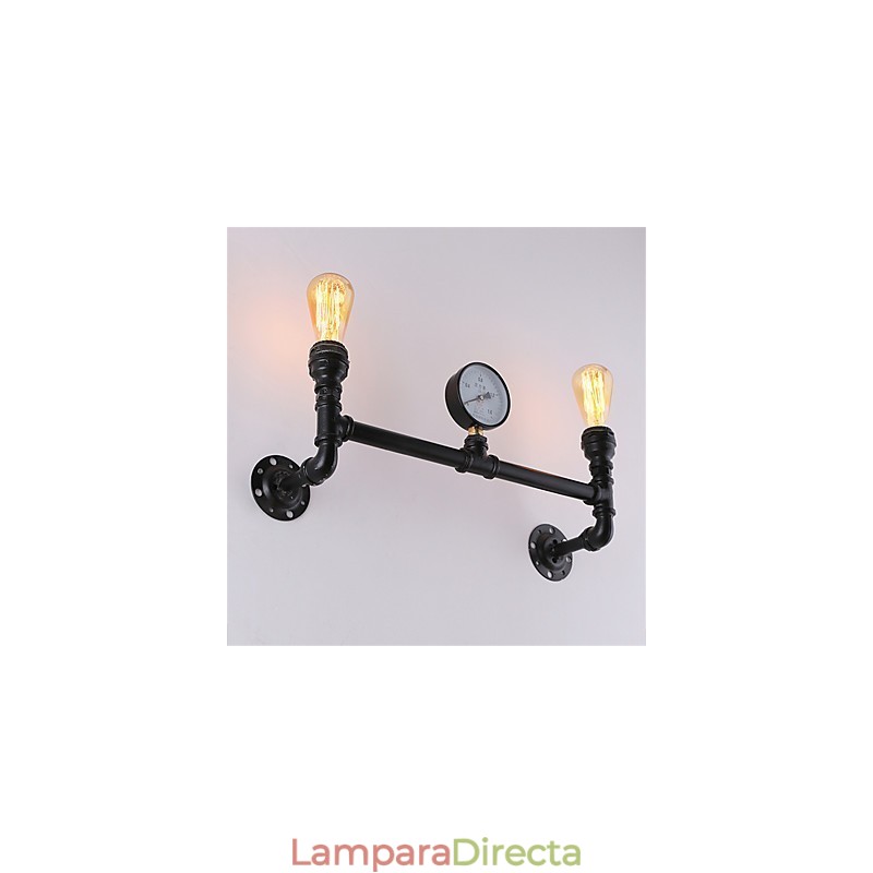 Lámparas de pared de tubo industriales vintage de 2 cabezales, luces creativas negras, iluminación decorativa para restaurante, cafetería y bar.