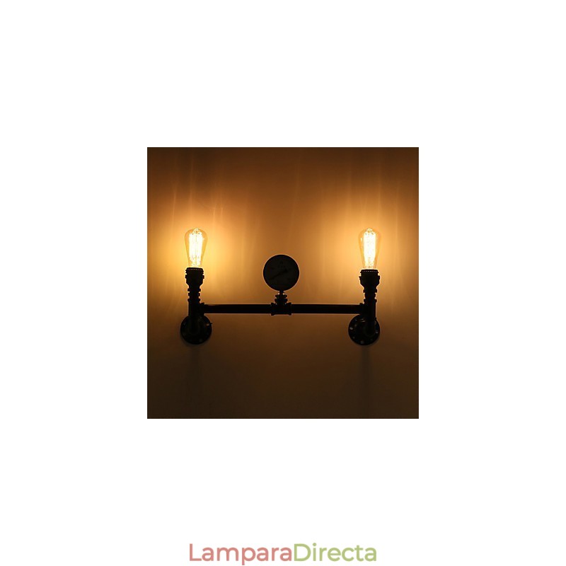 Lámparas de pared de tubo industriales vintage de 2 cabezales, luces creativas negras, iluminación decorativa para restaurante, cafetería y bar.