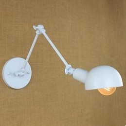 Lámpara de pared doble blanca para festivales, de hierro forjado y brazo largo