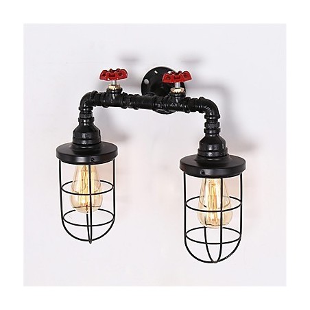 Lámparas de pared de tubo industriales vintage, luces creativas negras, iluminación decorativa para restaurante, cafetería y bar, con acabado pintado de 2 luces. Lámparas de pared de tubo industriales vintage, luces creativas negras, iluminación decorativa para restaurante, cafetería y bar, con acabado pintado de 2 luces.