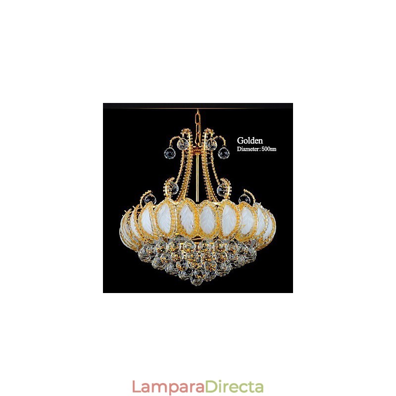 Lámpara colgante de cristal de lujo moderna, diámetro 50 cm, contiene 8 bombillas.