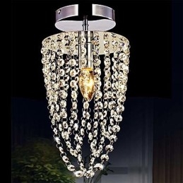 Lámpara de araña moderna de cristal K9 transparente, cromada, de 1 luz y 1 bombilla