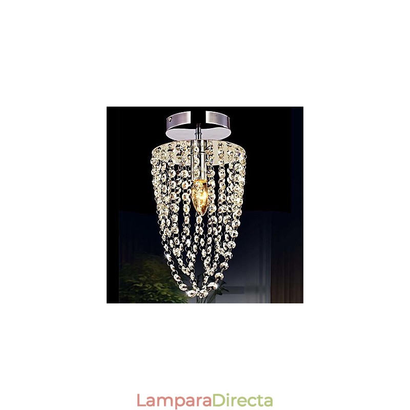 Lámpara de araña moderna de cristal K9 transparente, cromada, de 1 luz y 1 bombilla