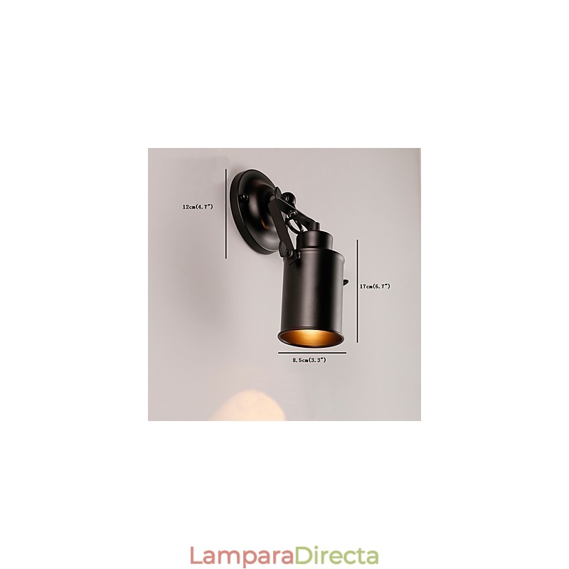 Aplique de pared vintage de metal negro para loft, para sala de estar, comedor, pasillo, cafetería, bar, lámpara de pared.