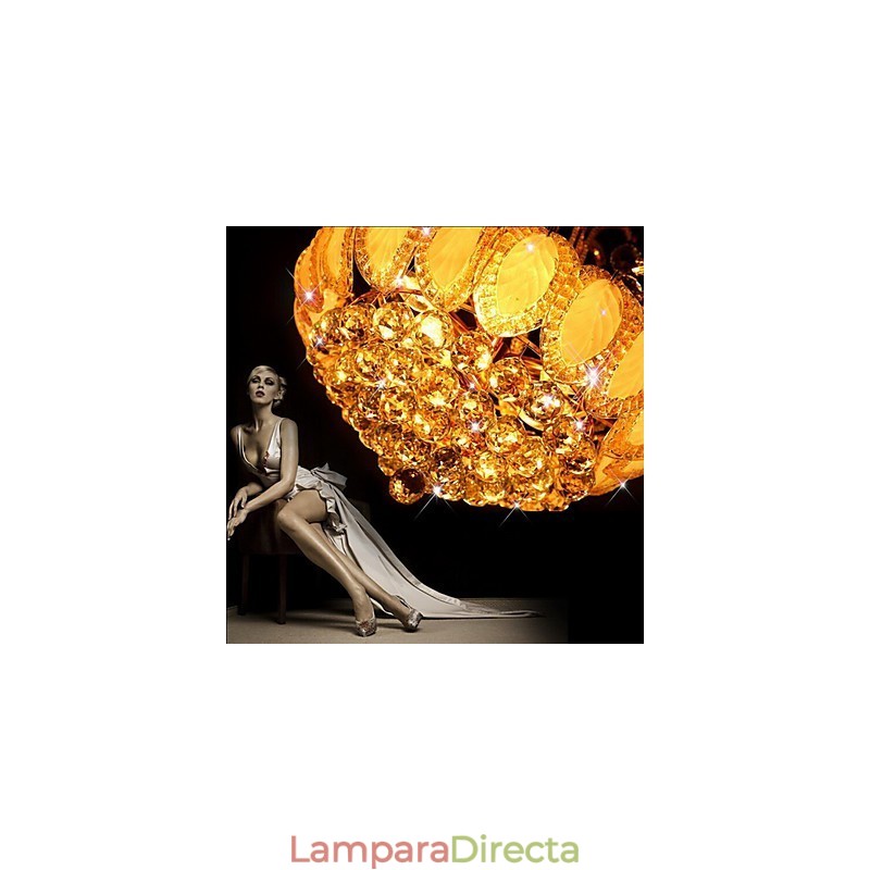 Lámpara colgante de cristal de lujo moderna, diámetro 50 cm, contiene 8 bombillas.