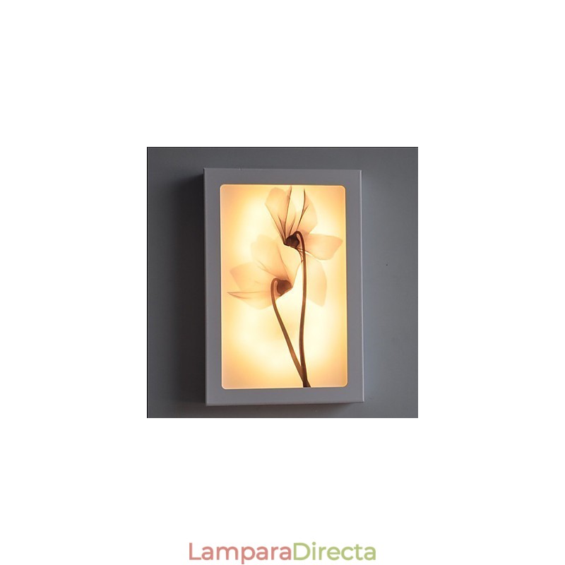Pintura contemporánea moderna integrada para apliques de pared con luz ambiental.