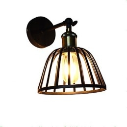 Lámpara de pared de acero pintado con luz, estilo café americano negro tonto, decoración retro, lámpara de sable de luz para pared