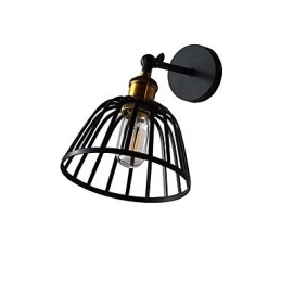 Lámpara de pared de acero pintado con luz, estilo café americano negro tonto, decoración retro, lámpara de sable de luz para pared