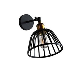 Lámpara de pared de acero pintado con luz, estilo café americano negro tonto, decoración retro, lámpara de sable de luz para pared