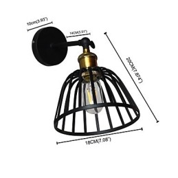 Lámpara de pared de acero pintado con luz, estilo café americano negro tonto, decoración retro, lámpara de sable de luz para pared