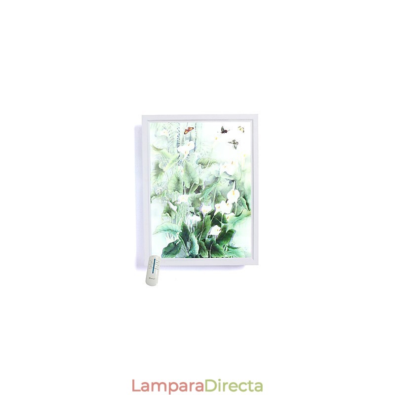 Pintura contemporánea moderna integrada para apliques de pared con luz ambiental.