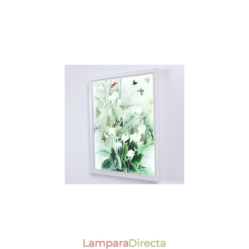 Pintura contemporánea moderna integrada para apliques de pared con luz ambiental.