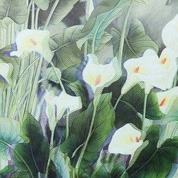 Pintura contemporánea moderna integrada para apliques de pared con luz ambiental.