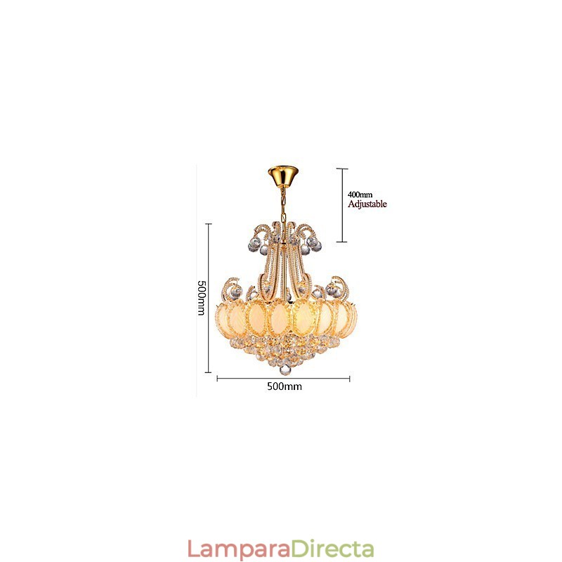 Lámpara colgante de cristal de lujo moderna, diámetro 50 cm, contiene 8 bombillas.