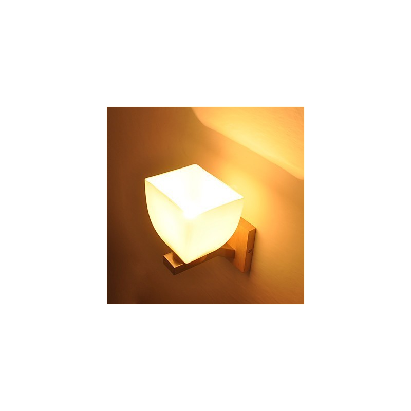 Lámpara de pared sencilla, lámpara de noche, lámpara de escritorio con pantalla de vidrio y madera maciza para dormitorio, tocador, sala de estar, habitación de bebé, dormitorio universitario, mesa de centro, librería