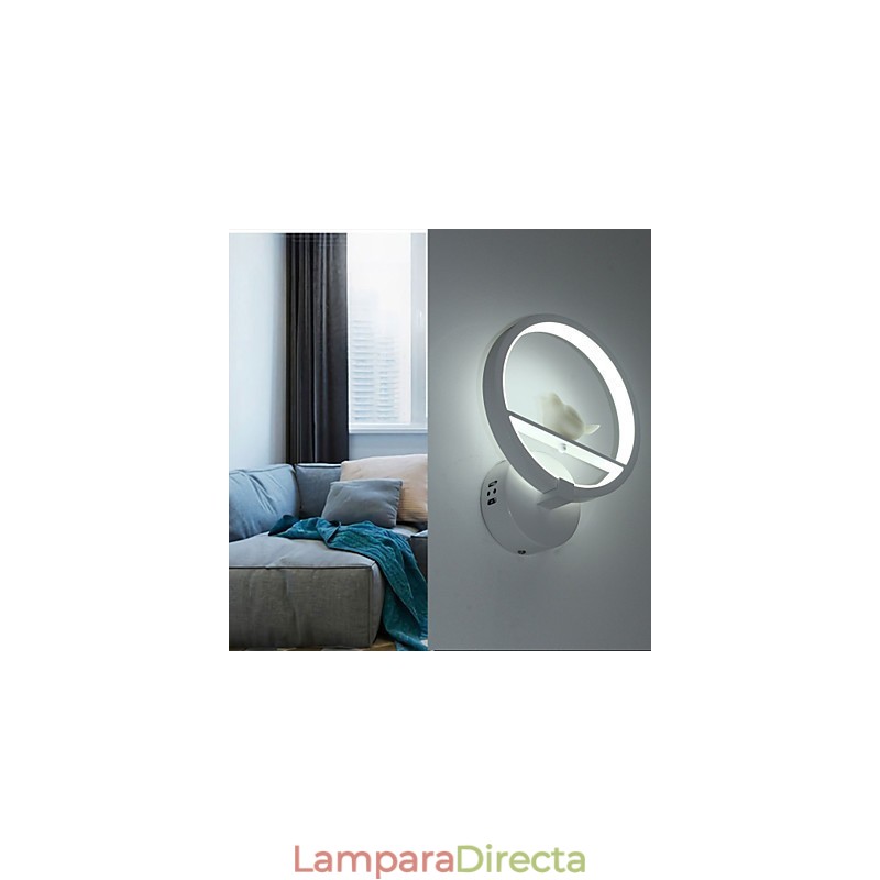 Lámpara de luz ambiental con brazo oscilante, moderna y contemporánea, con pintura contemporánea integrada.