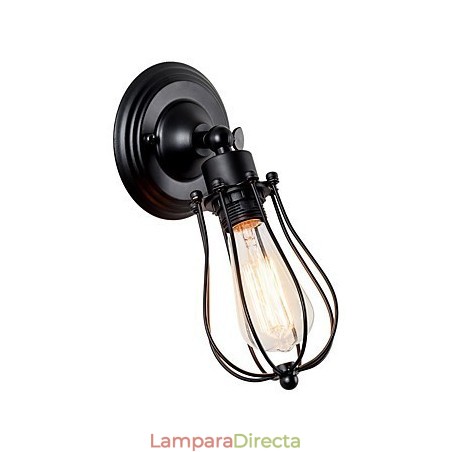Aplique de pared vintage industrial, lámpara de pared con jaula de alambre de metal negro Aplique de pared vintage industrial, lámpara de pared con jaula de alambre de metal negro