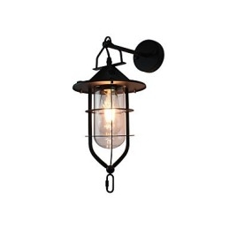 Lámpara de pared de acero pintado con luz, estilo café americano negro tonto, decoración retro, lámpara de sable de luz para pared