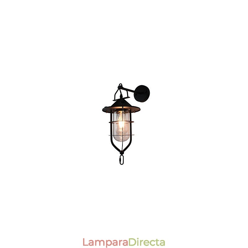 Lámpara de pared de acero pintado con luz, estilo café americano negro tonto, decoración retro, lámpara de sable de luz para pared