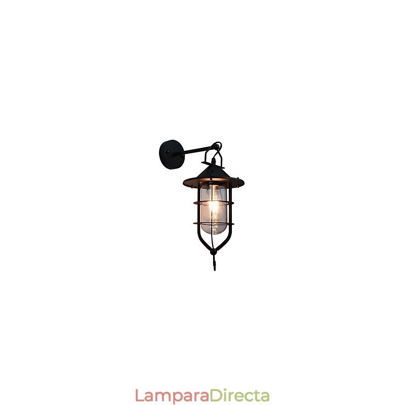 Lámpara de pared de acero pintado con luz, estilo café americano negro tonto, decoración retro, lámpara de sable de luz para pared