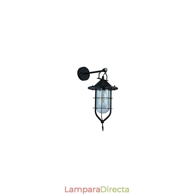 Lámpara de pared de acero pintado con luz, estilo café americano negro tonto, decoración retro, lámpara de sable de luz para pared