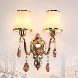 Lámpara de pared con luz ambiental moderna y contemporánea con acabado galvanizado para protección ocular de cristal.