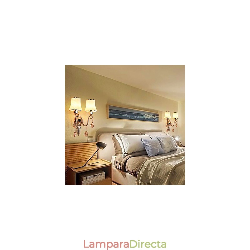 Lámpara de pared con luz ambiental moderna y contemporánea con acabado galvanizado para protección ocular de cristal.