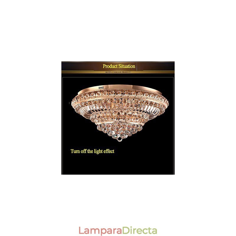 Lámpara de techo de cristal de lujo moderna con cúpula absorbente de luz, diámetro de 60 cm