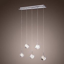 Lámpara colgante moderna contemporánea de cristal de isla en cromo