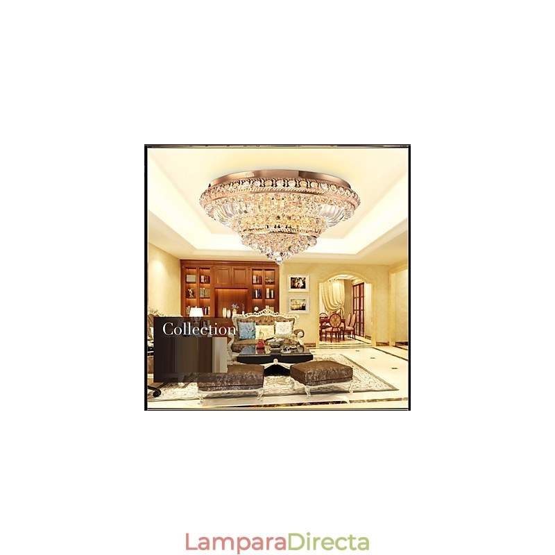 Lámpara de techo de cristal de lujo moderna con cúpula absorbente de luz, diámetro de 60 cm