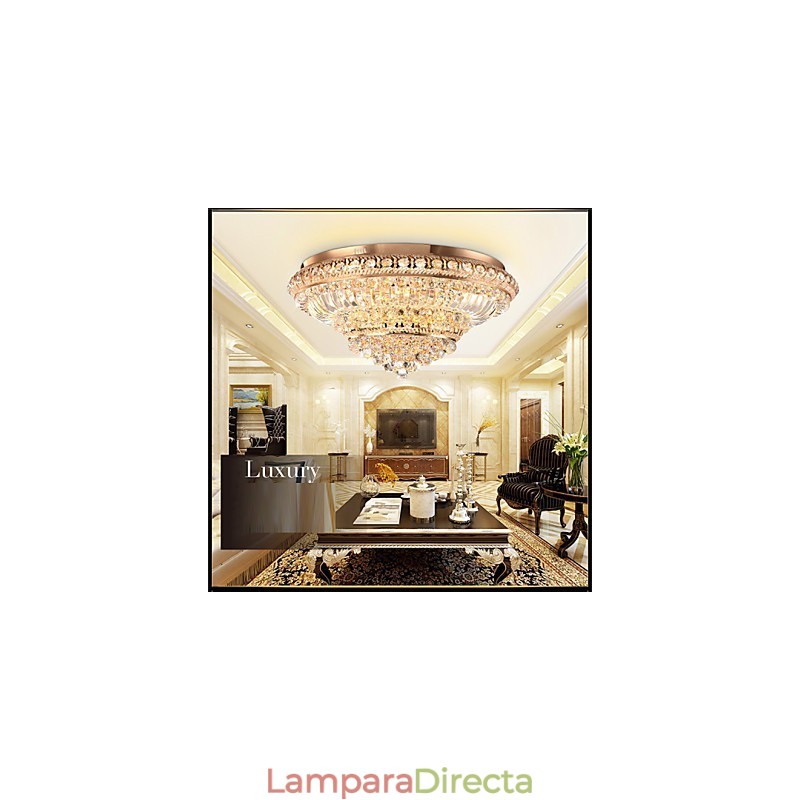 Lámpara de techo de cristal de lujo moderna con cúpula absorbente de luz, diámetro de 60 cm