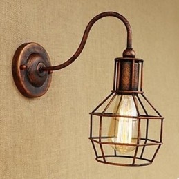 Lámpara de pared americana de brazo largo con diseño nostálgico y retro, creativa, de color óxido, para estudio o sala de estar.