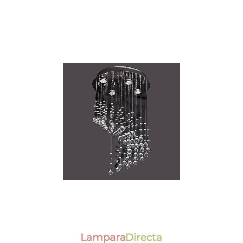 Lámpara de techo moderna contemporánea de metal cromado y cristal