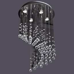 Lámpara de techo moderna contemporánea de metal cromado y cristal