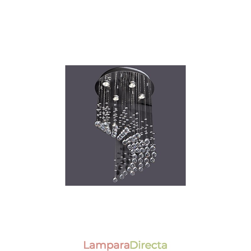 Lámpara de techo moderna contemporánea de metal cromado y cristal