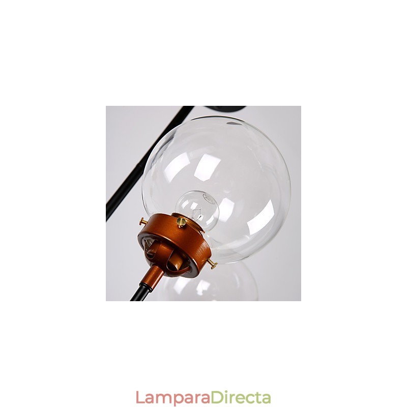Lámpara de araña moderna y creativa de hierro forjado que restaura formas antiguas, con bolas de cristal y frijoles mágicos moleculares.