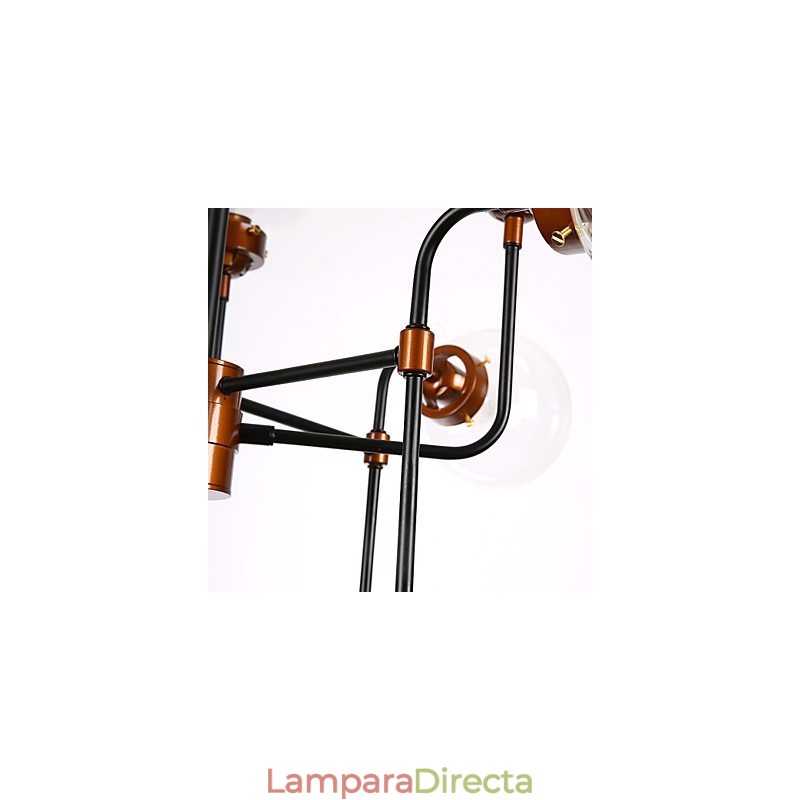 Lámpara de araña moderna y creativa de hierro forjado que restaura formas antiguas, con bolas de cristal y frijoles mágicos moleculares.