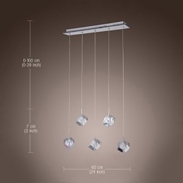 Lámpara colgante moderna contemporánea de cristal de isla en cromo