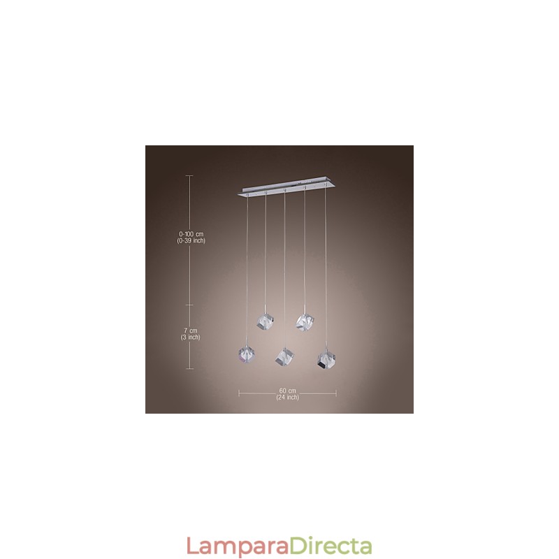 Lámpara colgante moderna contemporánea de cristal de isla en cromo