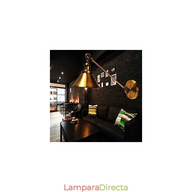 Aplique de pared de metal vintage, lámpara de pared industrial retro con pantalla ajustable, accesorios de iluminación nocturna