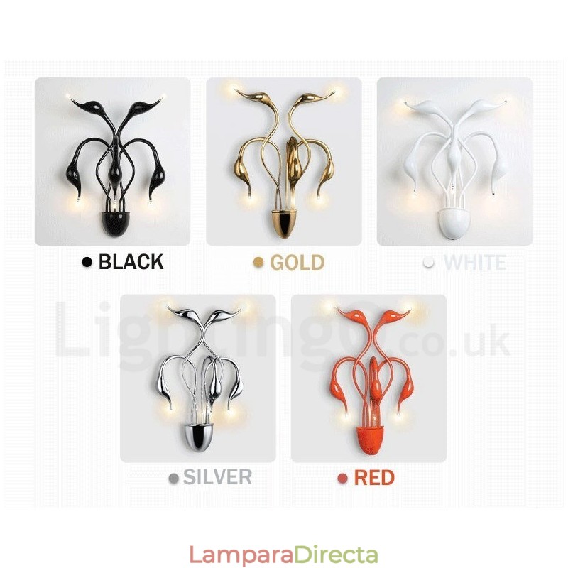 Aplique de pared con luz ambiental moderna y contemporánea en varios colores Swan Head